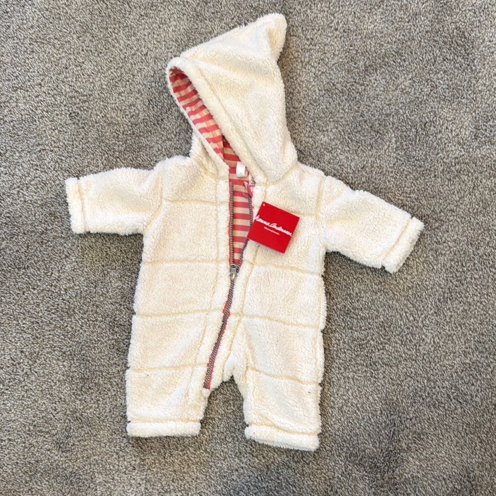 Cozy Cream Hooded Baby One Piece